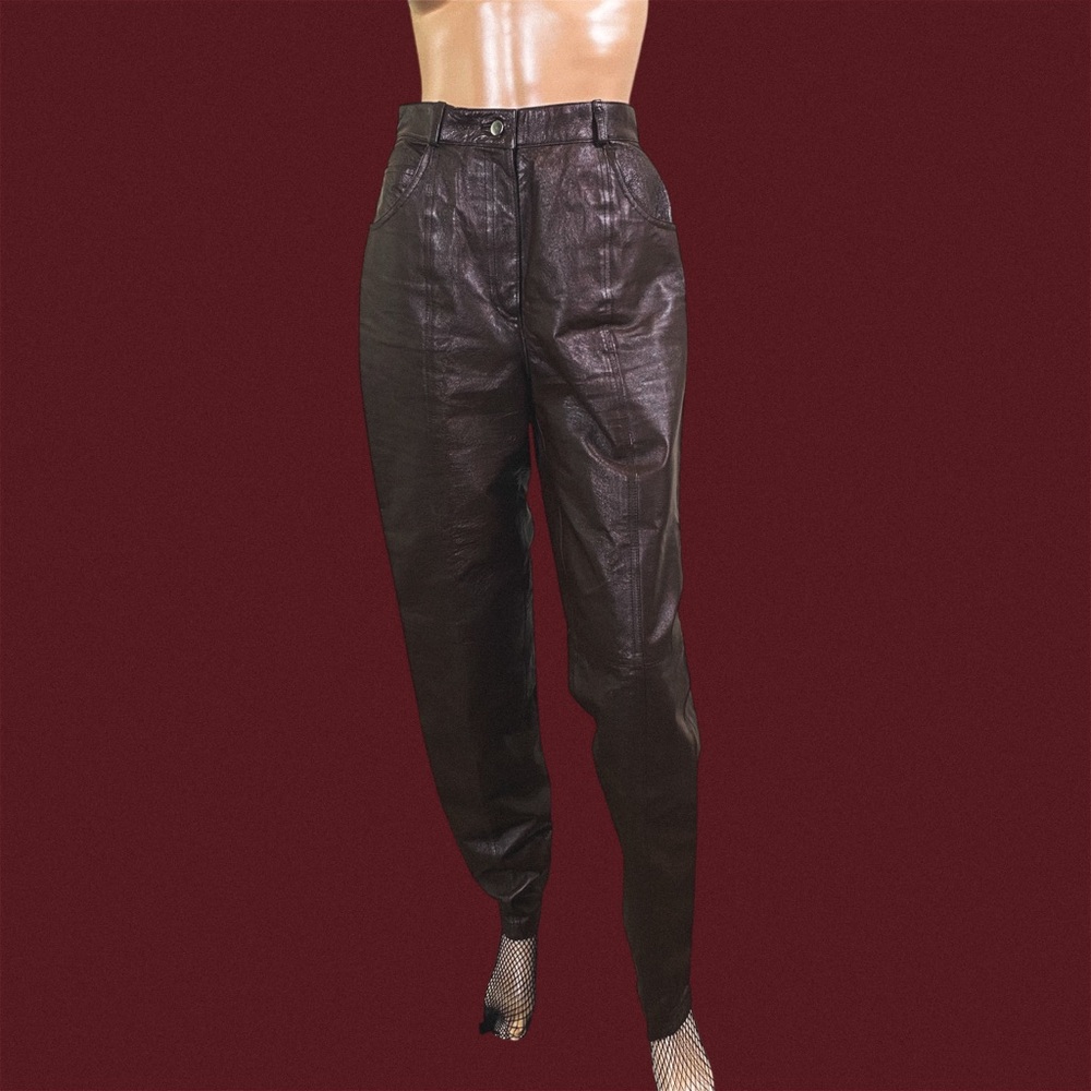3/$25 Vintage 80s brown leather high waisted pants